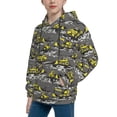 thumbnail image 2 of Goofa Modern Yellow Excavator Pattern Hooded Sweatshirt for Youth Trendy youth sweatshirt Casual Hoodie for Boys and Girls-Medium, 2 of 6