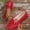 Red, variant on Women's Wide Width Loafers, Faux Leather Versatile Bow Soft Sole Casual Work Driving Shoes Black 9.5