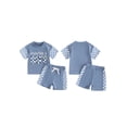 thumbnail image 3 of Aojekbee Baby Boys Summer Outfits Letter Embroidery Short Sleeves T-Shirt and Elastic Shorts Set for 2 Piece Clothes Set, 3 of 10