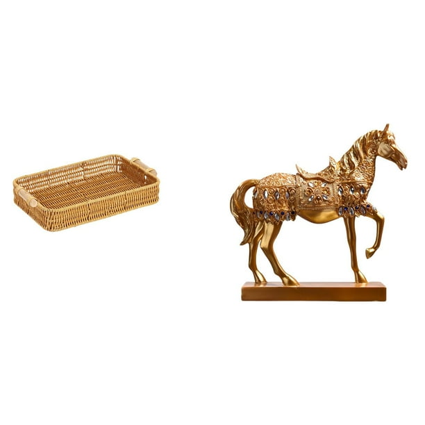 Cestas de almacenamiento,Cestas de almacenamiento de cocina tejidas con asas hechas a mano,Estatuas de caballos,Estatuas de caballos Figura de caballo Figura de caballo,Escultura de caballo