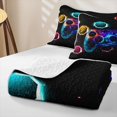 thumbnail image 4 of meiyoeat Neon Gamepad Gaming Twin Quilt Set for Men Boys, Gamer Controller Twin Coverlet Set for Bedroom, Black, 2 Pieces, 4 of 7