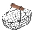 thumbnail image 4 of Cestas de frutas de malla de hierro reutilizables Baoblaze con mango de madera Negro y Gris, 4 of 8