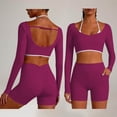 thumbnail image 2 of Workout Sets for Women Long Sleeve Backless Wrap Crop Tops and High Waisted Biker Shorts Summer 2 Piece Pilates Gym Yoga Sets, 2 of 8