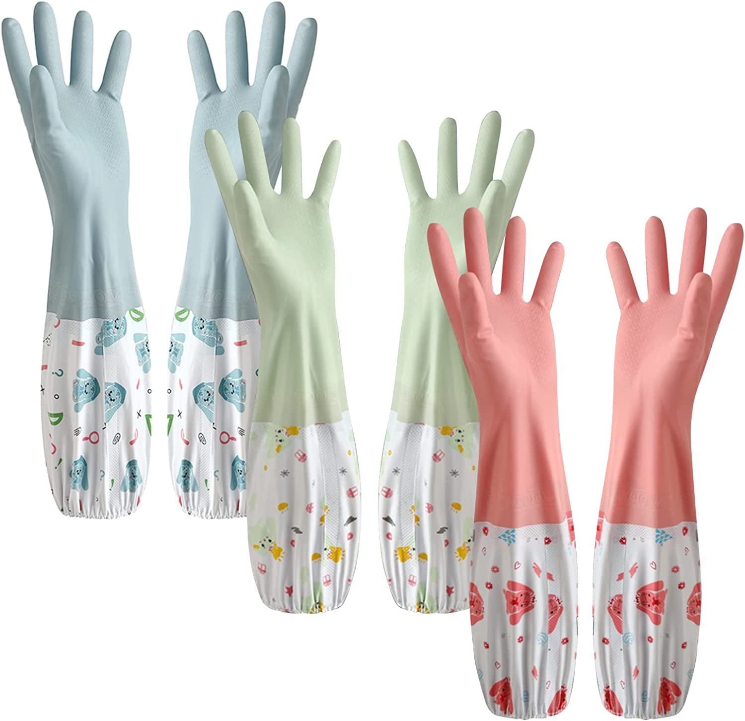 STONCEL 3pcs Dishwashing Cleaning Gloves, Waterproof Reusable Kitchen