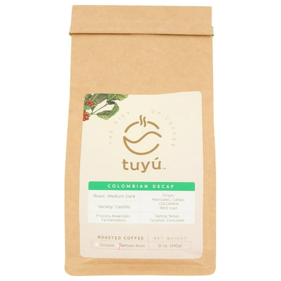 Tuyu Coffee Whole Bean Colombia Decaf Maduro 12 oz (Pack of 6)