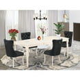 thumbnail image 2 of East West Furniture DODA5-LWH-12 5 Piece Modern Dining Table Set Consists of a Rectangle Kitchen Table with Butterfly Leaf and 4 Upholstered Chairs, 42x78 Inch, linen white, 2 of 6