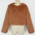 thumbnail image 6 of Nfurl Faux Fur Open Front Cropped Coats for Women Soft Fluffy Long Sleeve Short Jackets Business Casual Fall Winter Ladies Outerwear Orange S, 6 of 8
