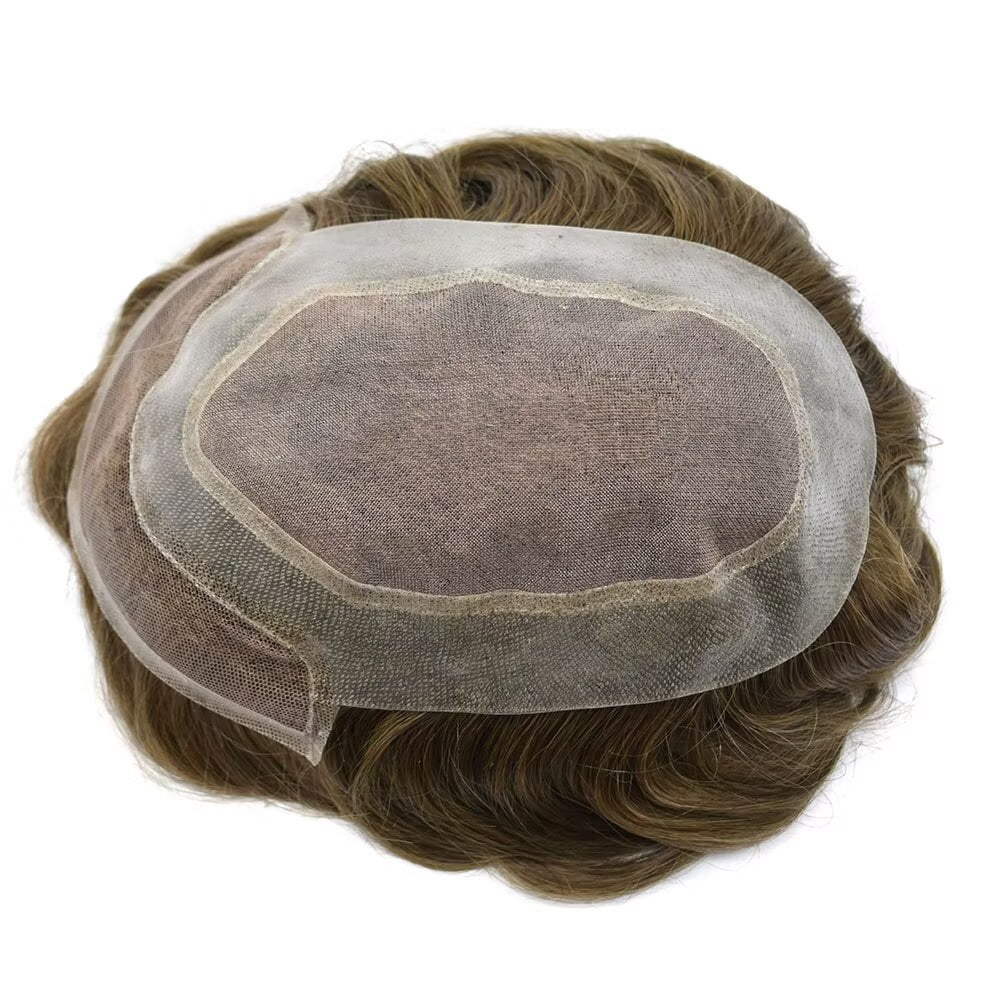 LYRICAL HAIR Toupee for Men Fine Mono Center Mens Hair System Indian Human Hair Replacement Systems French Lace Front Hairpiece for Man Wig Black Brown Blonde Gray Hair Units