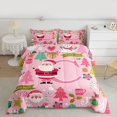 thumbnail image 2 of Castle Fairy Pink Initial Alphabet C 3 Pieces Queen Comforter Set for Kids Teens Children,Merry Christmas Xmas Ultra Soft Bedding Sets,Kawaii Cute Santa Claus Deer Bedding Comforter Set Breathable, 2 of 8