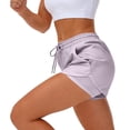 thumbnail image 5 of Women's High Waisted Running Shorts With Phone Pocket, High Split Side, Built In Liner Workout Gym Shorts, Tummy Control Compression Yoga | TruBelle,Purple 2XL, 5 of 9
