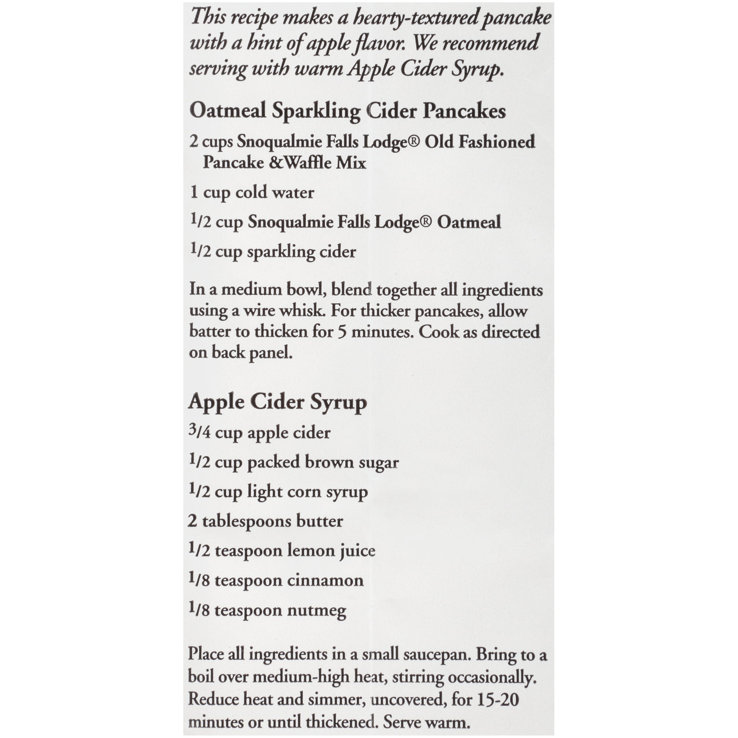 Snoqualmie Falls Lodge® Old Fashioned Pancake & Waffle Mix 5 lb. Bag