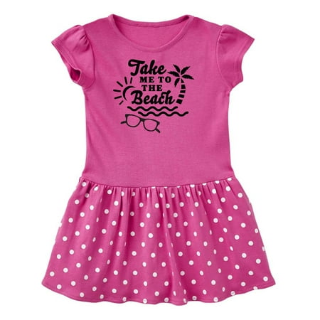 

Inktastic Take me To The Beach with Sunglasses and Palm Trees Gift Toddler Girl Dress