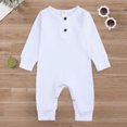 thumbnail image 2 of YIWULA Unisex Infant Boy Girl Long Sleeve Romper Cotton Solid Bodysuit Jumpsuit Baby Outfits(18-24 Months,White), 2 of 9