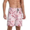 thumbnail image 6 of Mens Pajama Shorts, Romantic berry Blossom pink Sleep Shorts Men Pajama Bottoms Lounge PJ Shorts with Pockets, 6 of 6