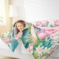 thumbnail image 5 of Feelyou Kawaii Pink Castle Bedding Comforter Set for Girl, Dreamy Fairy Tale Twin Comforter Sets, Spring Flower Floral Reversible Bedding Set, Microfiber Bedroom Decor, 2-Piece, 5 of 9
