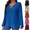 thumbnail image 1 of Sentmoon Long Sleeve Blouse V Neck Soft and Cozy Plus Size Tops Solid Color Loose Long Sleeve Tops for Women Trendy Fall and Winter for Weekend Breakfasts XXXXXL, 1 of 7