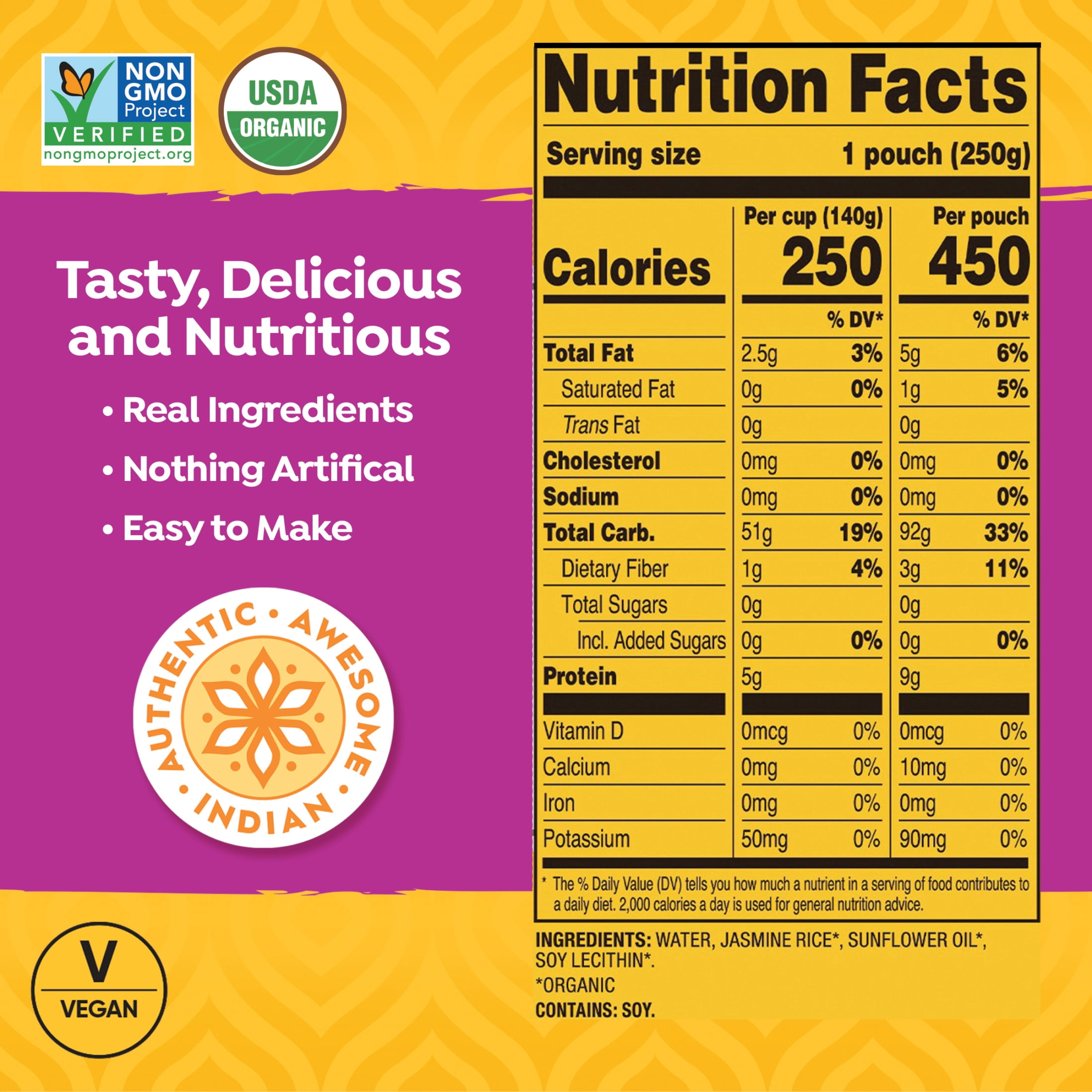 (5 pack) Tasty Bite Organic Jasmine Rice 8.8oz - Fragrant jasmine rice