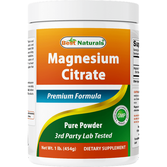 Best Naturals Magnesium Citrate 1 Lb (454g) Pure Powder