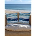 thumbnail image 5 of Outdoor Pillows Waterproof, Navy Blue Coastal Beach Throw Pillows with Inserts Included, Summer Nautical Abstract Ombre Art Indoor Outdoor Decorative Lumbar Pillow for Bed/Couch/Patio 16"x16", 2Pcs, 5 of 8