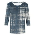 thumbnail image 3 of Baikeli Chemises pour Femmes Liquidation T-Shirt Imprimé à Col Rond à Manches Trois Quarts Haut Ample Manches 3/4 Hauts pour Femmes, 3 of 4