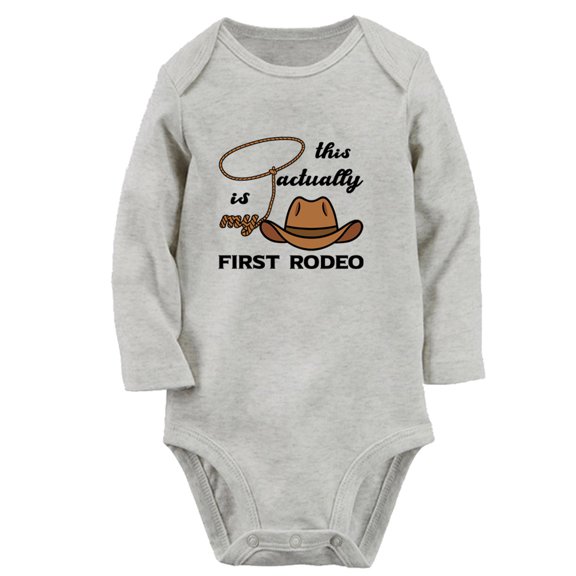 iDzn Babies This Is Actually My First Rodeo Funny Rompers, Newborn Baby Unisex Bodysuits, Infant Jumpsuits, Toddler Kids Long One-Piece Oufits