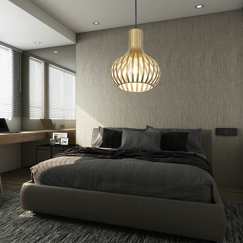 110-120V Gold Cage Pendant Light Modern Industrial Ceiling Hanging Lamp Single Head Gold Chandelier Fixture Kitchen