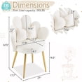 thumbnail image 2 of Ktaxon Vanity Makeup Chair Comfy Accent Chair Small Office Chair with Flower Back and Lumbar Pillow for Living Dining Room Bedroom Home Office Velvet White, 2 of 9