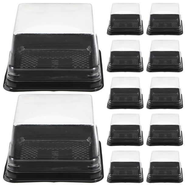 ColoMX 100 cajas para mini pasteles: caja para pastel de luna, recipientes individuales para cupcakes, soporte de plástico transparente para postres con tapas para magdalenas y galletas de 50 g.