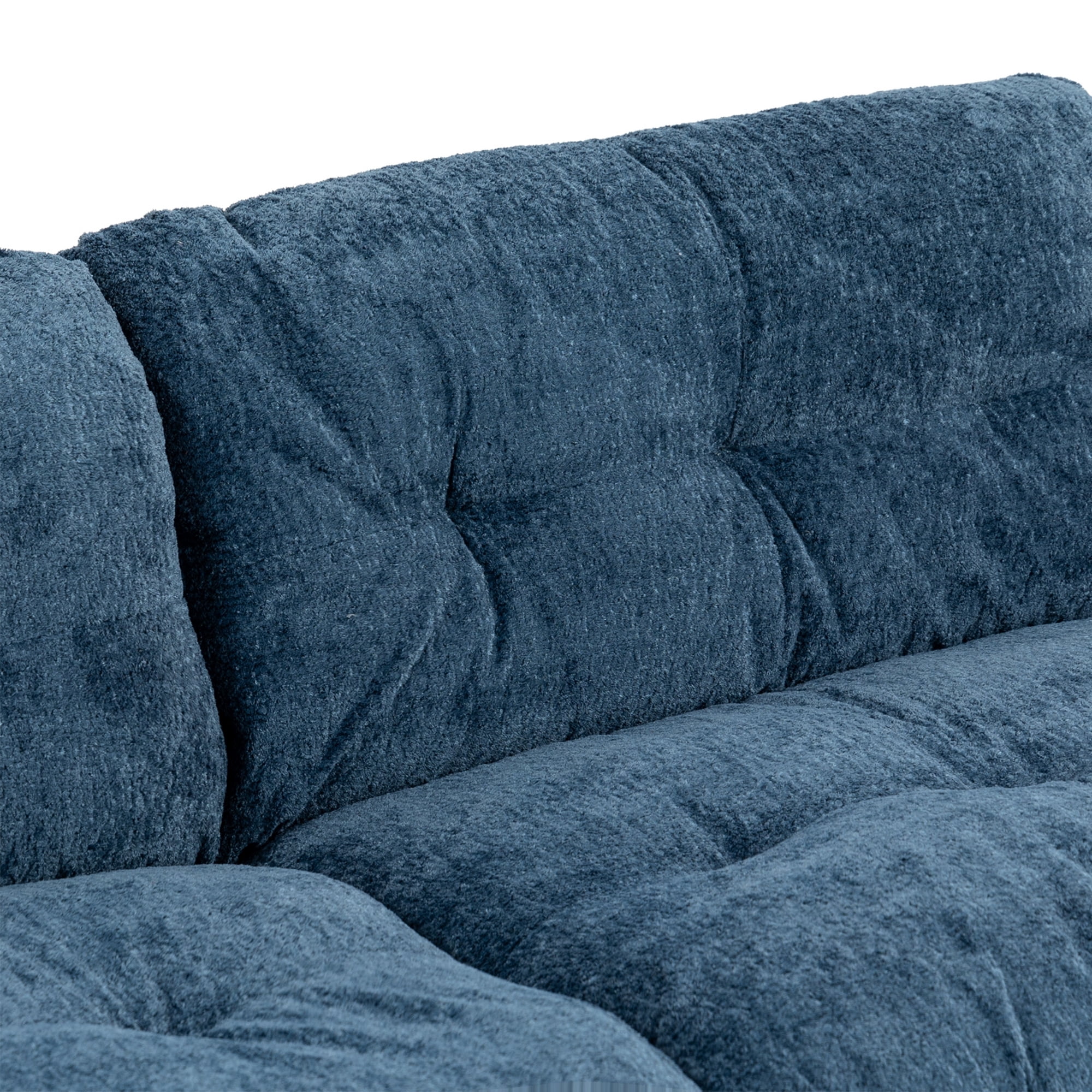 Aukfa 84" Deep Seat Couch Dual-Layer Cushion Modular Sofa for Living Room, 2 Pillows, Chenille, Blue