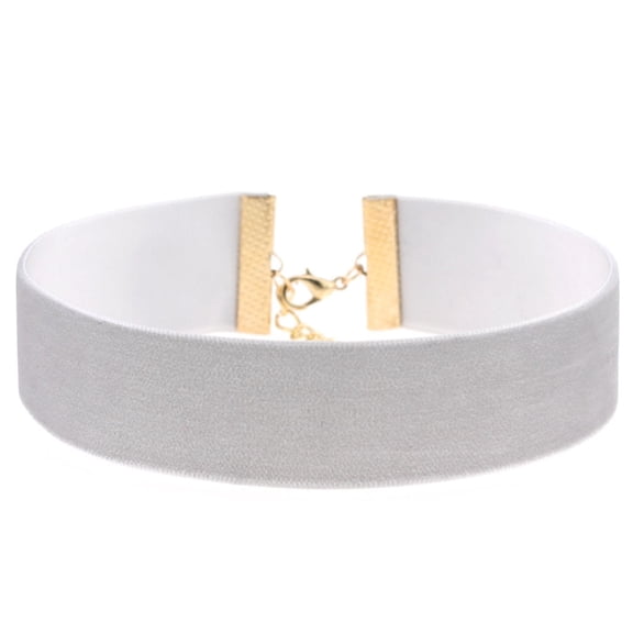 Namzi Retro Velvet Choker Necklace with Adjustable Clasp Soft Plush Choker, Retro Style Velvet Choker,Grey