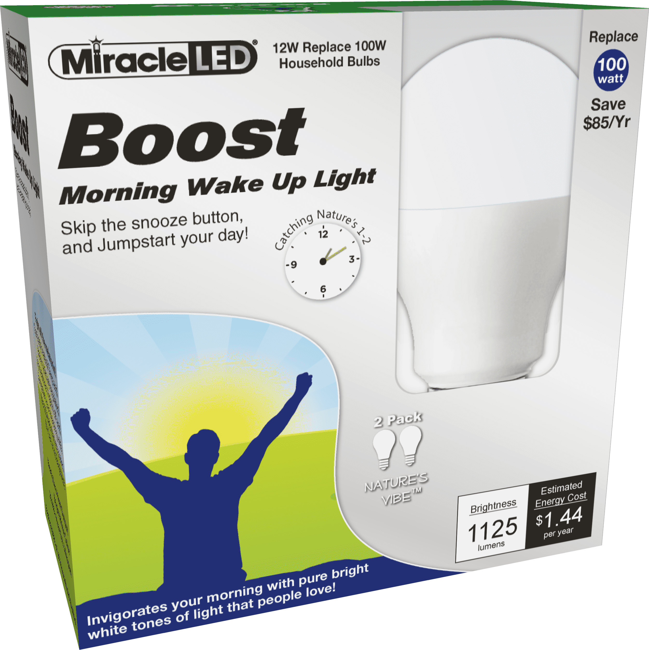 Miracle LED Boost Morning Wake Up LED Bulb Replace 100W 2Pack