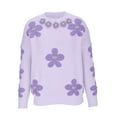 thumbnail image 1 of Timegard Hauts en Tricot pour Femmes Col Rond Manches Longues Chandail Fleuri Automne Hiver Mignon Chaud Confortable, 1 of 7