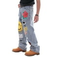 thumbnail image 5 of Stylish printed distressed denim U.jeans for men in a fashionable long style., 5 of 7