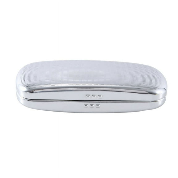 Glasses Case, Aluminum Hard Shell Eyeglasses Case Striped Spectacles Box Black Lining,1 x glasses case,Silver