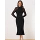 thumbnail image 2 of Vestido con Fishtail Dobladillo con Mangas Largas Vestido Elegante para Mujer Negro XL, 2 of 6