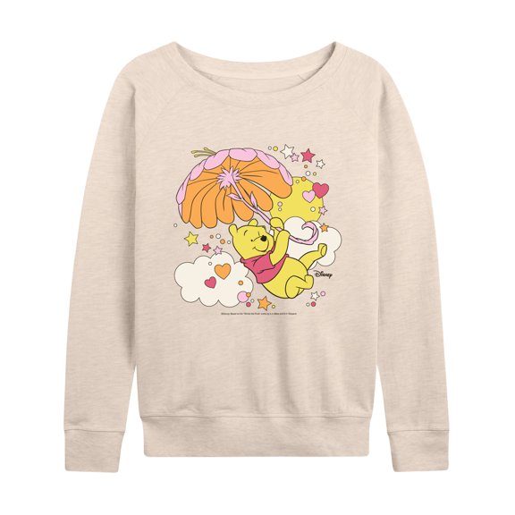 Winnie the Pooh - Carried Away in the Clouds with an Umbrella - Women's Lightweight French Terry Long Sleeve Shirt