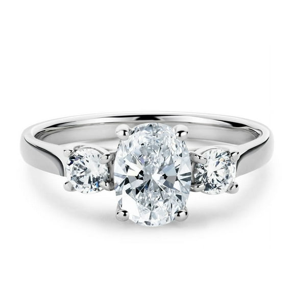 Beautiful 1.5 Ct Three-Stone Oval Cut Moissanite Diamond Ring – 925 Sterling Silver for Her