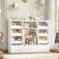 thumbnail image 3 of Hiphuta 55" Wide Toy Storage Organizer with 4 Removable Drawers, 4-Tier Kid Bookcase with 6 Bins, Toy Organizer with Bookcase for Kid Bedroom Playroom, White, 3 of 8