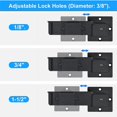 thumbnail image 4 of Cerradura de pestillo de puerta abatible, cerradura de pestillo de puerta abatible ajustable con 3 orificios para candado, pestillo de puerta de aleación de aluminio resistente, 4 of 4