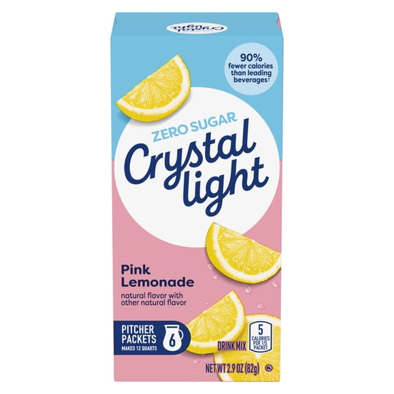 Crystal Light Drink Mix, 6 Pitcher Packets, for Flavorful Hydration and Shareable Refreshment, Pink Lemonade, natural flavor with other natural flavor, Zero Sugar, Low Calorie, 2.9 oz