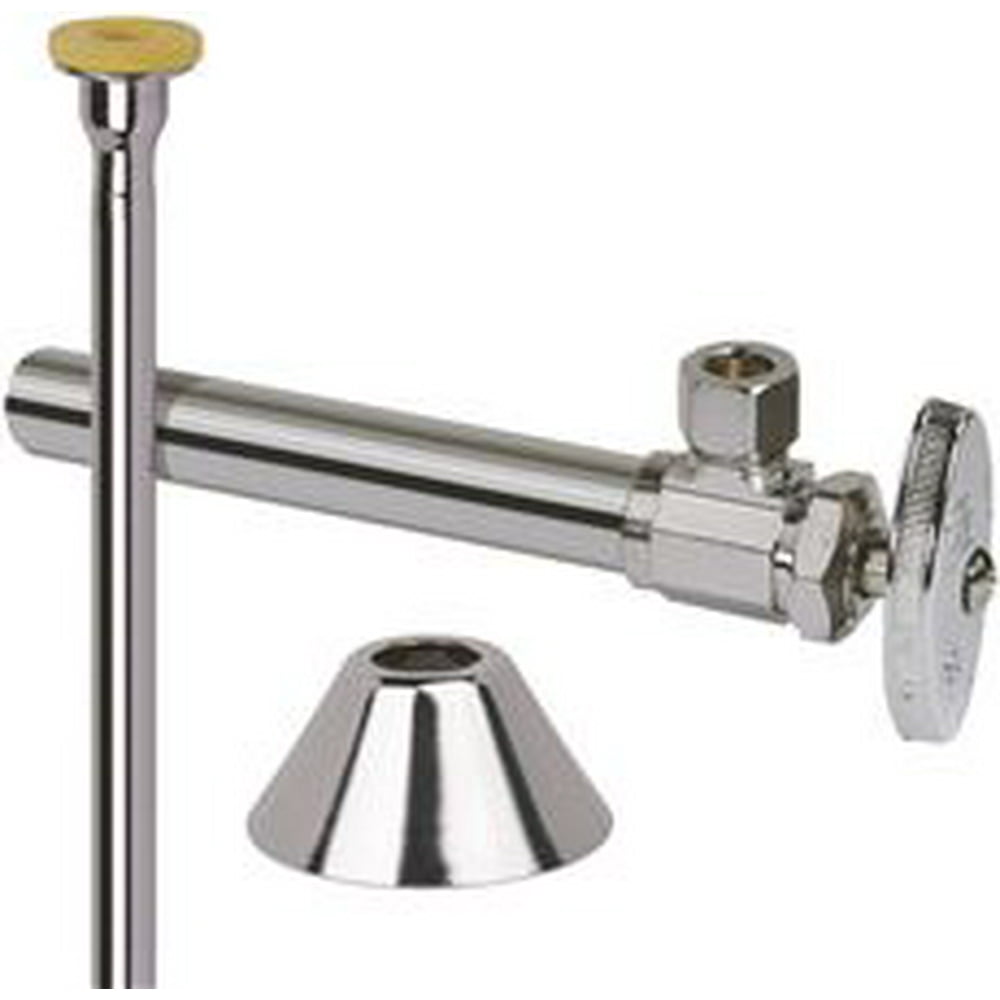 Brasscraft Toilet Supply Kit, MultiTurn Angle Valve With 5 In. Extension, 1/2 In. Sweat X 3/8