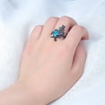 thumbnail image 3 of Unisex Blue Fire Opal Turtle Ring Copper Plated European American Design Inlay Gemstone Fashion Ring Everyday, 3 of 6