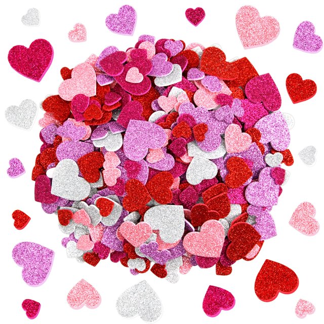 Stickers de corazones Fancy Land 500 piezas de espuma con glitter autoadhesivos