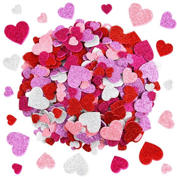 Stickers de corazones Fancy Land 500 piezas de espuma con glitter autoadhesivos