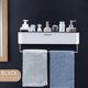 thumbnail image 2 of Estante de baño, organizador de ducha, estante de champú de montaje en pared, sin perforaciones, almacenamiento de cocina, con barra de toalla, 2 of 5