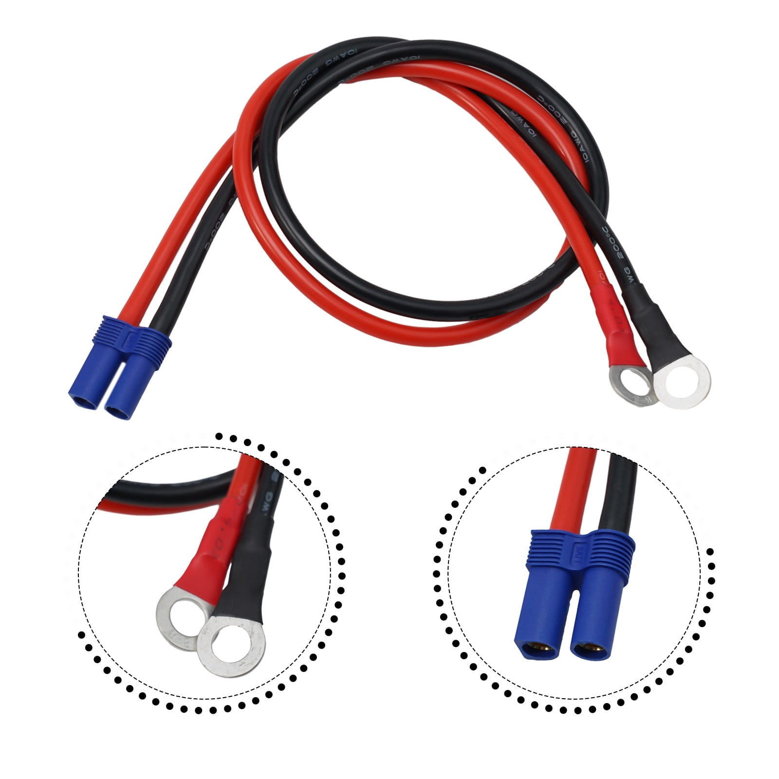 1Pcs Copper Cord Ec5 To O Type Terminal Cable Car Battery Jump Starter