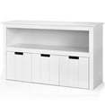thumbnail image 4 of Costway Armario con 3 cajones, estante de madera con ruedas y cubos para juguetes de los niños, amplio espacio, organizador duradero para salón/dormitorio/cuarto de los niños, blanco, 4 of 5