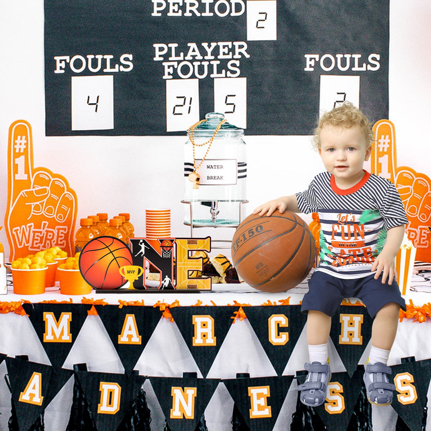  OSNIE Basketball One Letter Sign Wooden Table Centerpieces First  1st Birthday Party Decorations for Baby Boys Girls One Year Old Sports  Theme 1st Birthday Milestone Baby Shower Cake Smash Photo Props 