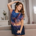 thumbnail image 3 of Sikiie Starry Sky Flying Tiger Print Women's Short-sleeved Nightdress, Round Neck Pullover Nightdress Pajamas Summer Home Wear, 3 of 6
