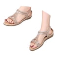 thumbnail image 3 of TrendOFT Womens Footbed Sandals Casual Stylish For Everyday Comfort With Open Toe And Rhinestone Perfect For Summer Wear With Dresses Sandales Plateforme Pour Femmes Gold 38, 3 of 9